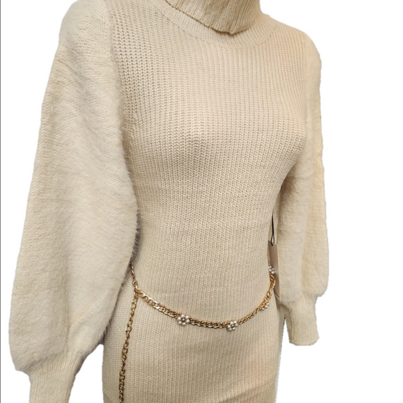 Thick Winter Knitted Bodycon Ribbed Sweater Dress - Picture 13 of 17